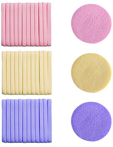 ZHIYE 72 Pcs Compressed Face Cleansing Sponges - Facial Washing Sponges for Makeup Removal & Exfoliating SPA Massage