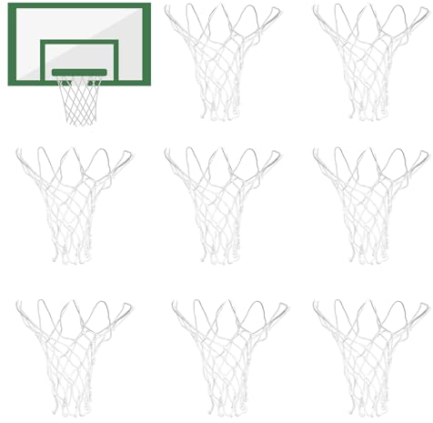 KALIONE Mini-Basketballnetz, klein, strapazierfähig, Ersatz, 8 Schlaufen, kleines Basketballnetz für Zimmer, Innen- und Außenbereich, Tür, Wand, 20,3 cm - 26 cm Reifen
