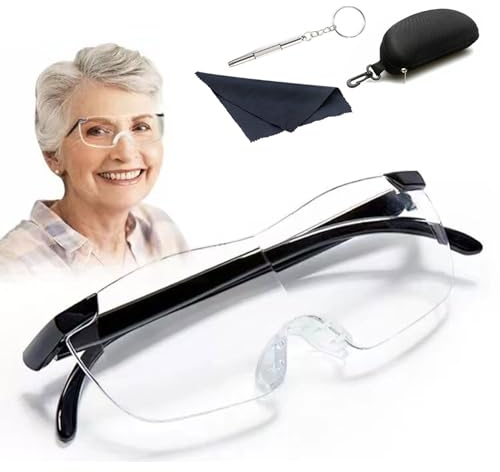 JINJUMEI Lupenbrille, Lupenbrille Zum Lesen 300% Vergrößerungsbrille Anti-Blaulicht Tragbare Leselupen Lupenbrille für Brillenträger Brillenlupe für Naharbeit, Lesen, Nähen, Reparatur
