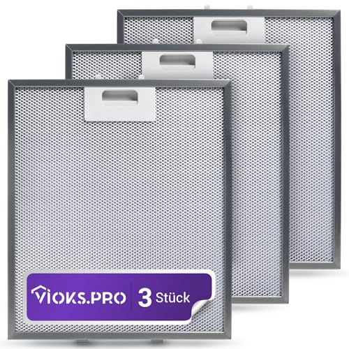 Viоks.pro 3x Metallfettfilter für Dunstabzugshaube 305 x 267 mm - Ersatz für Whirlpool 480122102168 AFM-1, Ignis, Elica - Filter Metall