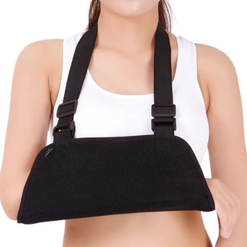 Armschlinge, Einstellbar Medizinische Armschlaufe, Verstellbare Atmungsaktive Schulter-Wegfahrsperre Duscharmschlinge, für Gebrochener Arm, Ellbogen und Wiederherstellung von Verletzungen, Schwarz