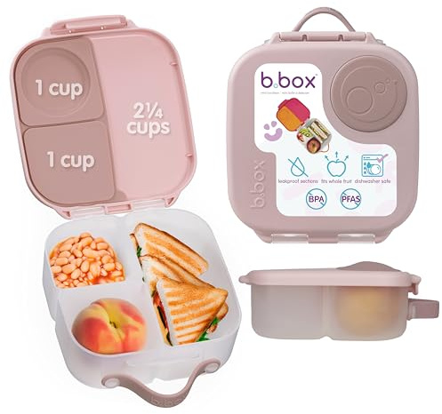 b.box Mini Brotdose für Kinder mit Fächern | Bento Box, 3 Fächer (2 Auslaufsicher) | Lunchbox für Gerichte & Snacks | Platz für Ganzes Obst | BPA-frei