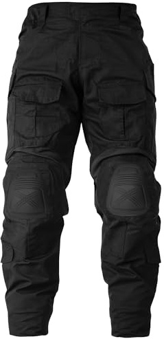 MERJAZ Men’s Tactical Pants with Knee Pads Waterproof G3 Combat Pants Camo Cargo Pants with 10 Pockets No Belt Black 34