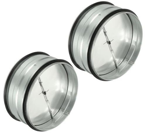 YOKIVE 6-inch HVAC Backdraft Damper, 2 Pcs One-Way Airflow Duct Draft Stopper with Spring-Loaded Folding Blades Inline Fan Vent, Great for Range Hoods Air Ventilation System (Silver Tone)