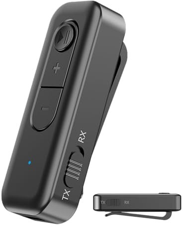 Tuxxjzm Wireless Receiver for Car - 3.5mm 2-in-1 Car Audio Wireless Receiver - Built-in Microphone Noise Canceling Wireless Adapter for Cell Phone, Tablet