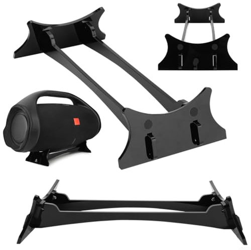 SMZhomeone Support de haut-parleur de bureau en acrylique pour haut-parleur Boombox 1 2 3 - Absorption des vibrations pour un son plus clair - 33 x 7,5 x 3,5 cm - Noir