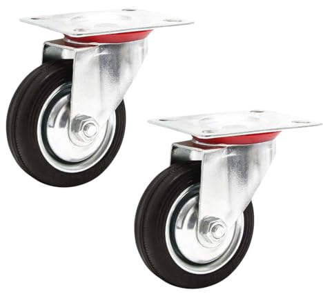 Dunnet Tools 2x Heavy Duty Castor Wheels 125mm 360 Degree Swivel Casters 140kg Trolley Wheels To Move Heavy Objects Unbraked And Solid Rubber Furniture Castors Replacement Wheel Heavy Duty Castors