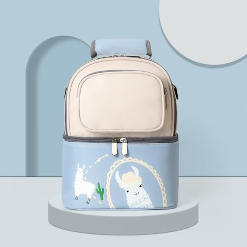 Sac isotherme thermique pour lait maternel, 5 pièces, sac d'allaitement isolé pour bébé, sac à dos isotherme portable pour stockage du lait maternel, sac à dos pratique pour les (Beige Sky Blue)