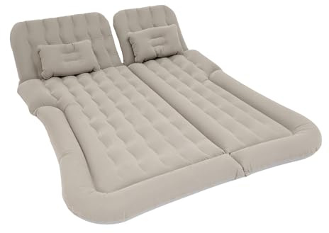 Wisteriariy Materasso gonfiabile SUV ad aria, letto gonfiabile per auto, materasso con due cuscini e pompa, adatto per attività interne ed esterne, viaggi, campeggio (grigio)