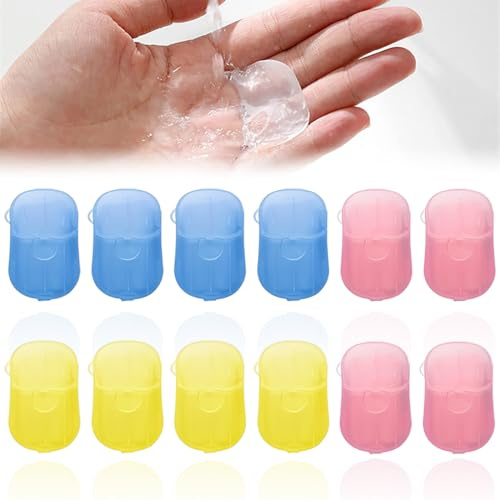 LEPZUR 240 Fogli Di Sapone Usa E Getta 12 Scatole Da Viaggio Mini Fogli Di Sapone Portatili Per Viaggi Campeggio Lavaggio All'Aperto 20 Fogli Per Cartone