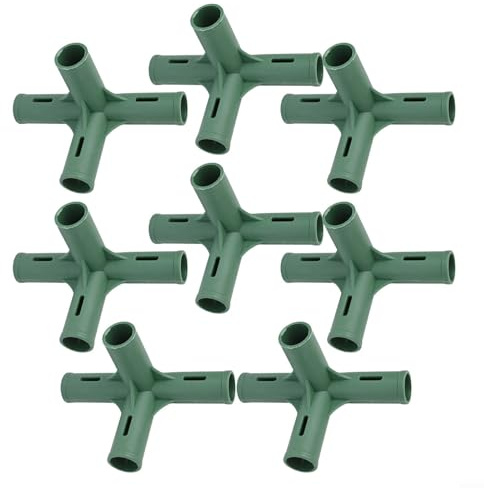 HanOaki Juego de conectores de marco de invernadero | 8 piezas de soporte de junta resistente para tuberías de 19 mm | Accesorios de estructura de jardín de plástico para marco frío, soporte de