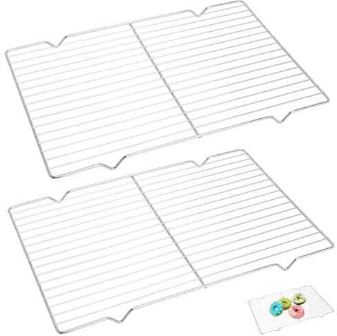 TLDBATICE Griglia di raffreddamento per torte, in acciaio inox, set da 2 pezzi, 30 x 20 cm, griglia di raffreddamento senza rivestimento, griglia da forno, griglia stabile, lavabile in lavastoviglie