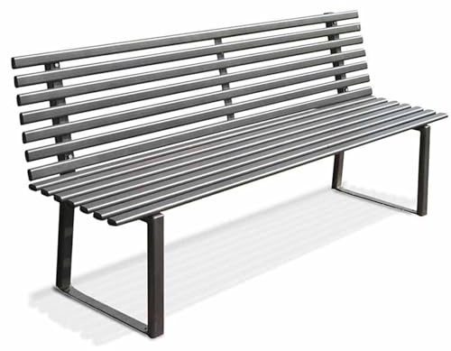 ANDRYS Panchina da Esterno e Giardino - Panca con Schienale in Acciaio Zincato a Freddo - Grigio Antracite 190x50x82cm