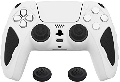 PlayVital Silikonhülle kompatibel mit DualSense Wireless Controller(Ritter Edition,Weiß & Schwarz)