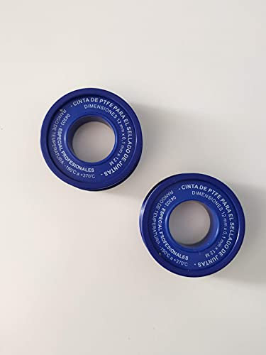 Roger Lot de 2 rouleaux de ruban PTFE professionnel (téflon) pour l'étanchéité des joints de plomberie 1/2 (12 mm x 0,1 mm x 12 m), blanc
