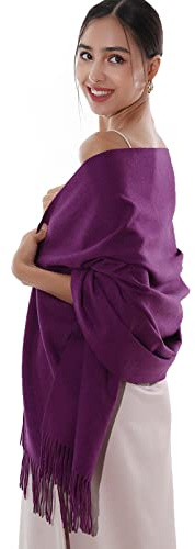 RIIQIICHY Ladies Purple Scarf Pashmina Shawls and Wraps for Wedding Scarfs for Women Winter Warm