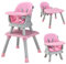 COSTWAY 6-in-1 Babyhochstuhl, Hochstuhl & Essstuhl & Lerntisch & Bausteintisch & Kindersitzgruppe, Kinderhochstuhl mit Sicherheitsgurt und abnehmbares Tablett, Babystuhl Kombihochstuhl (Pink)