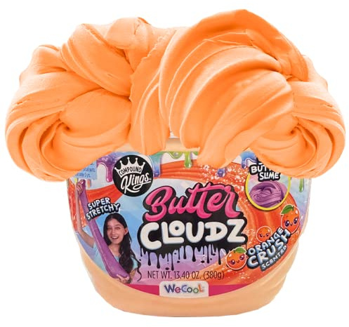Compound Kings Fluffy Butter Cloudz Scented Large Slime Bucket for Kids – Soft, Squishy, Non-Toxic Sensory Toy | Orange Crush Slime Gift