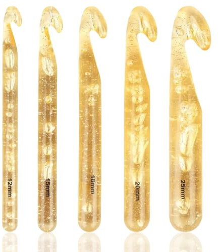Crochet Hooks Set - 5Pcs Knitting Needles(12/15/18/20/25mm) - Large Crochet Kits for Beginners & Adults - Fits DIY Craft Weave Blanket/Shawl/Scarves/Thick Wool