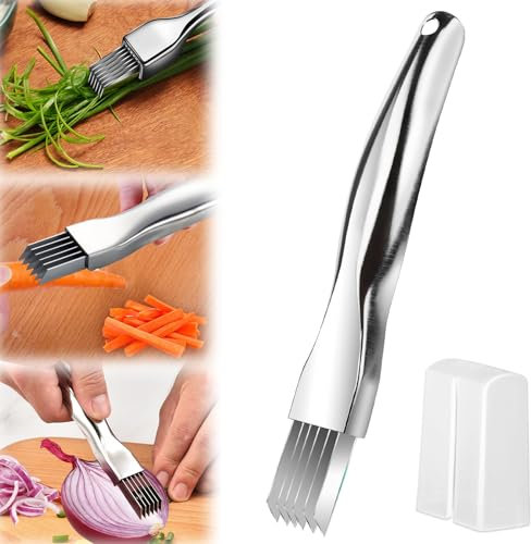 Shred Silk The Knife, Edelstahl Onion Slicer Messer für Gehackte Shred Silk Knife Cutter Zwiebelmesser Zwiebel Shredder Messer Scallion Cutter Obst Gemüse Lebensmittel Knoblauch Chopper