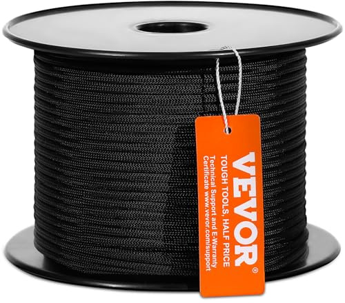 VEVOR Corde en Nylon tressé, 5 mm x 76,2 m, Corde d'escalade en Plein air, 32 brins, résistance à la Rupture de 3,20 KN, Corde de gréement d'arboriste pour randonnée, Camping, balançoire, Sauvetage