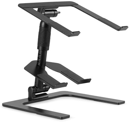 VONYX DJLC2 Support Ordinateur Portable Réglable en Hauteur - Noir, Plateau Amovible, Jusqu’à 15 kg, 26 à 36 cm, Un Support Idéal pour Les DJs et Les Professionnels du Son
