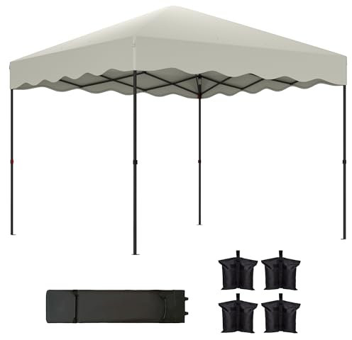 Outsunny Pavillon env.3x3m, Hydrofuge Stable résistant à l'hiver Pop-up Pavillon Pliable avec Protection UV 50+, Tente de réception Pliable avec Sac à roulettes, Pavillon de Jardin pour Le Camping