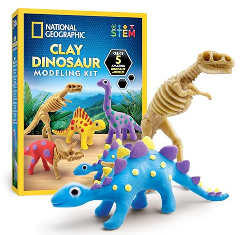 National Geographic Dinosaur Air Dry Clay Arts and Crafts Kit for Kids
