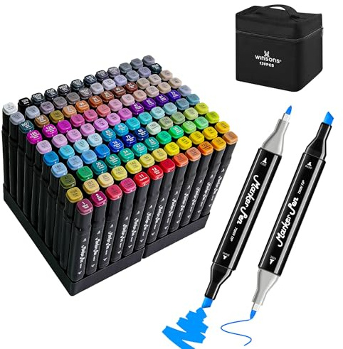 WINSONS Rotulador permanente de 120 colores, cinceles y finos, doble punta, secado rápido, alcohol, marcadores para pintura, diseño de manga en madera, piedra, guijarros, metal, plástico, hecho a mano