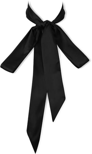 simarro Damen Satin Gürtel, Schwarz Trachtengürtel Krawatte Damen Fliege zum Selbstbinden, Multifunktionaler Gürtel für Kleid T-Shirt Uniform Hutzubehör