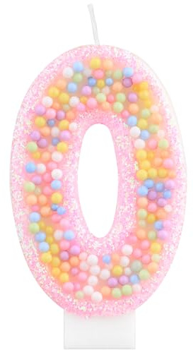 mciskin Velas de cumpleaños con el número 0 de macarrón, decoraciones de cumpleaños para niñas, coloridas velas de número 0 pastel para pastel, decoración de pastel arcoíris para decoración de fiesta