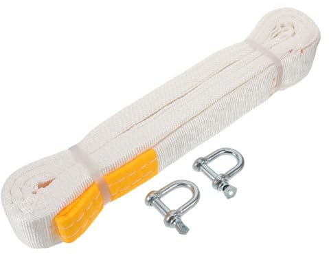 OUNONA Cinghia di Traino per Auto 3 Tonnellate 4 Metri con Ganci in Metallo Fune di Traino per Impieghi Gravosi Adatta per Suv Camion e Soccorso Stradale Resistente All’Abrasione e