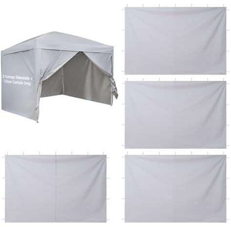 VEVOR Paredes Laterales para Carpa de 3 x 3 m, Impermeables y con Protección Solar, Paneles para Carpas con 1 de Puerta con Cremallera, para Eventos al Aire Libre, Solo 4 Paredes Laterales, Blanco