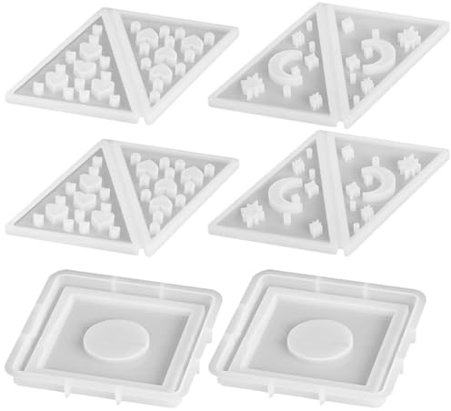 SHERCHPRY 2 Sets Pyramid Silicone Candle Molds for DIY Resin Casting, Tealight Holder and Candlestick Stand Moulds, Pyramid and Heart Shape for Wedding, Home and Party Decoration