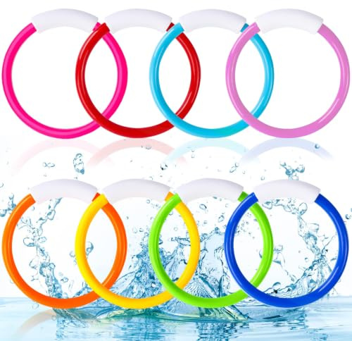Xndryan Diving Pool Toys, Swimming Pool Diving Toys 8PCS Dive Rings Swim Sinkiers Set Fun Pool Diving Training Toys