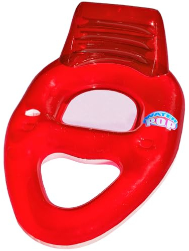 Poolmaster Water Pop Inflatable Deluxe Swimming Pool Float Lounge with Beverage Holders and Mesh Seat, Red
