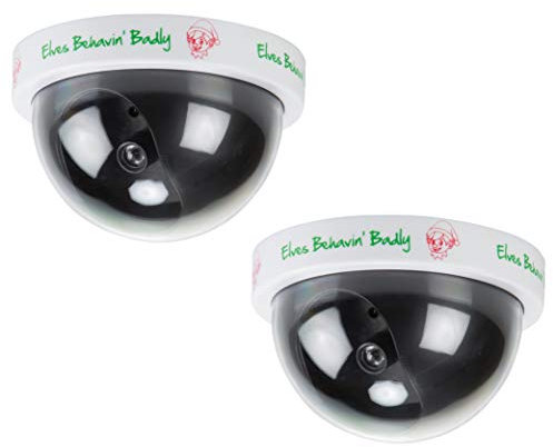 Set of 2 Naughty Little Xmas Elf Dummy Surveillance Camera with Flashing Light