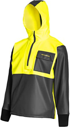 Grundéns Neptune Thermo Anorak Jacket | Durable Waterproof Protection Jacket with Warm Fleece Backer for Fishing Rain Gear, Hi Vis Yellow, M