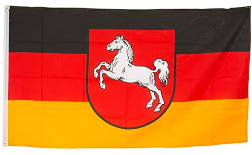 SCAMODA Bundes- und Länderflagge aus wetterfestem Material mit Metallösen, Outdoor Fahne & Flagge (Niedersachsen) 150x90cm