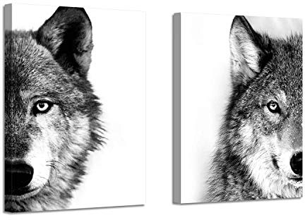 ARTISTIC PATH Wolf Canvas Wall Art Print: Wildlife Animal Artwork Print on Wrapped Canvas for Dining Room (18 W x 24 H x 2 PCS, Multi-Sized)