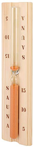 KIMISS Heat Timer for Sauna, Pine Sauna Hourglass, Heat Sauna Hourglass Sand Wooden Sand Timer for Spa Bath 15 Minutes Thermometer Clock Accurate