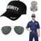 EUPSIIU 3 Piezas Policía Disfraz Swat para Adulto Niños, Accesorios Policiales con Gorra de Seguridad Regulable Gafas de sol Policía Insignia, Gorra Policía para Fiestas Temáticas Carnavales (Negro)