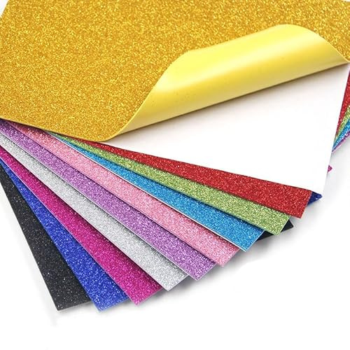 RUIYWEN 10 Hojas de Espuma Adesiva EVA Esponja A4 Papel Brillante de Colores para Manualidades, Regalos y Decoraciones de Álbumes (10 Colores Aleatorios, Autoadhesivo)