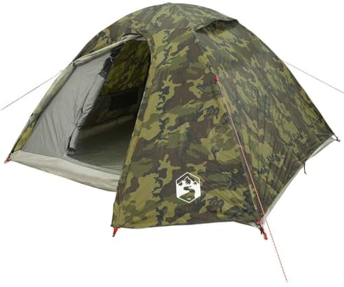vidaXL Tenda da Campeggio a Cupola 4 Persone Mimetica Impermeabile, Tenda, Tenda da Esterno, Tenda per 4 Persone, Tenda da Giardino