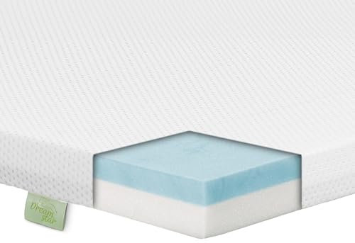 DREAMSTAR Duo Topper | Sobrecolchón con lado de memoria de gel suave y lado de espuma fría de apoyo | combina dureza 2 y dureza 3 (H2/H3) | Certificado Öko-Tex | 7 cm de alto | 80 x 200 cm