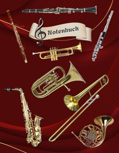 Notenheft Trompete DIN A4 Notenbuch Posaune Musikunterricht Waldhorn Notenlinienheft Große Lineatur Blasinstrumente Anfänger Kornett Querflöte ... Notensysteme Bariton Musiker Fagotte 02B05