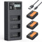 K&F Concept Canon LP-E10 Kamera-Akku (3er Pack) 1200mAh, Dreifach-Power, Dreifach-Slot LCD-Ladegerät-Kit Kompatibel für Canon EOS Rebel T7 T6 T5 T3 T100 Kiss X50 Kiss X70 EOS 1100D 1200D 1300D 2000D