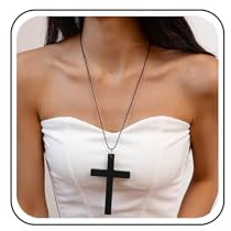 Inilbran Boho Gran Collar Cruz Vintage De Madera Colgante Cruz Collar Gótico Jesus Crucifijo Collares Vintage Crucifijo Collares Religiosos Cadena Para Las Mujeres(negro)