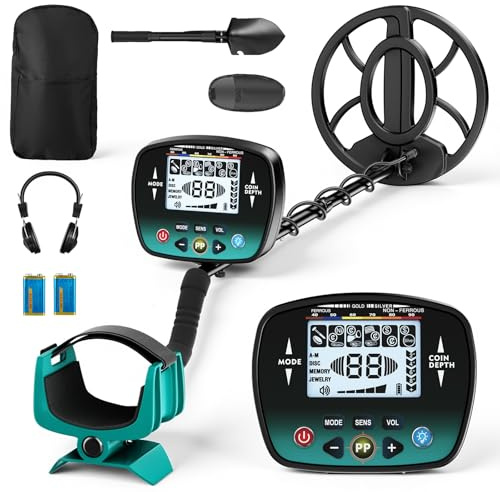 GJCrafts Metal detector per adulti e bambini, 5 modalità, rilevatore d'oro professionale, bobina di ricerca impermeabile IP68 da 26 cm con display LCD, alta sensibilità (TX910)
