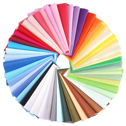 Lot De 50 Tissus En Coton Pour Patchwork, 20 cm X 20 cm Tissus Patchwork de Couleur Unie pour Couture, CarréS, Uni, Paquet De Tissu Coloré, à Coudre Pour Matelassage Et Bricolage